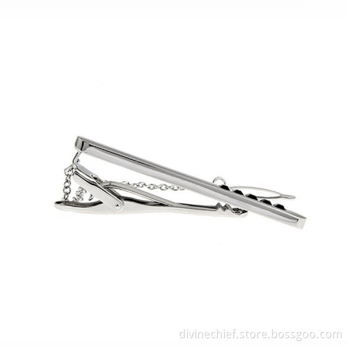 Make Custom Your Logo Fashion Men Crystal Tie Clip With Chains